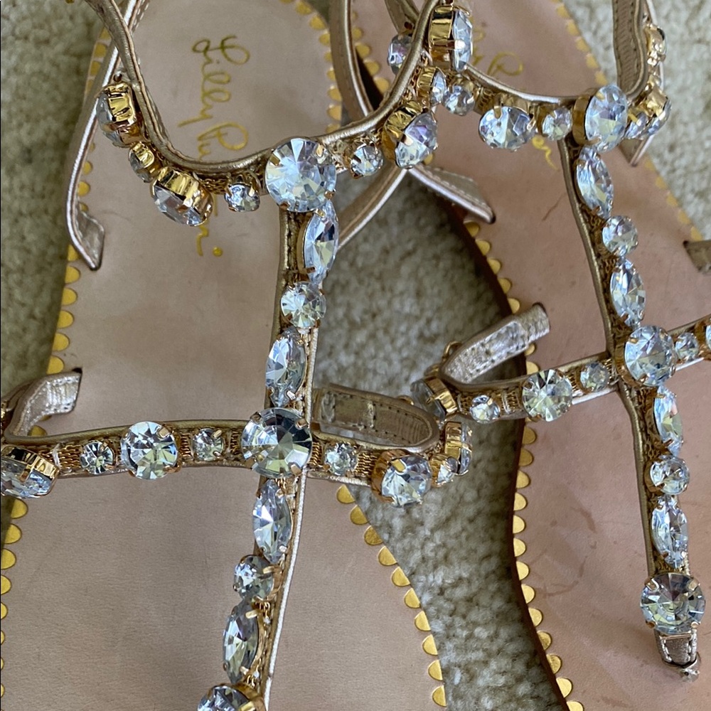 Elegant Lilly Pulitzer gold rhinestone Abbi Sandals, 6.5, NWT - Picture 7 of 13